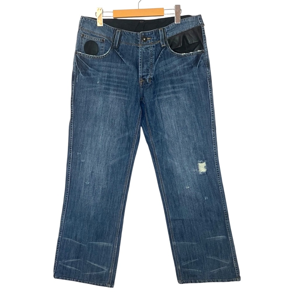 Vintage Y2K Dussault Custom Ink Distressed Rock Star Denim Jeans Mens 34